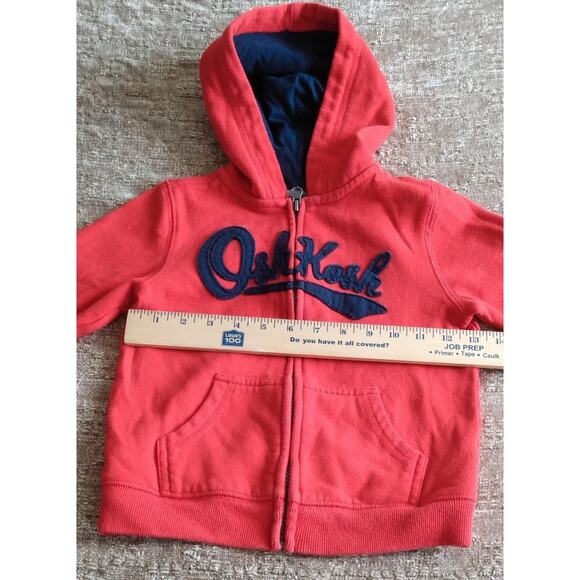 OSHKOSH B’gosh Boys Red Blue Full Zip Logo Hoodie Jacket Size 4T Pockets VTG - Picture 3 of 7